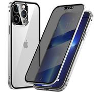 Sewutoyu Privacy Screen Protector Compatible with iPhone 16 Case, Magnetic Adsorption Metal Frame Cover,Anti Spy Tempered Glass Film, 360 Degrees with Camera Lens Protector Cover,Silver