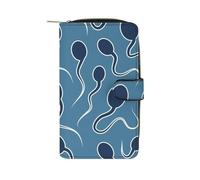 Sex and Reproduction Blue Sperms Cute Long Wallets Large Capacity Wallet Buckle Handbag Blocking Clutch Handbag for Bill Cash Coin Card Key Purse