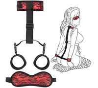 Sex Bondage BDSM Kit Ajustable Esposas Collar Blindfold SM Juegos para adultos, Desmontable Bondaged Kit Adult Red Esposas Collar Bondage Gear y accesorios, Bondage Restricciones Sexo para pa