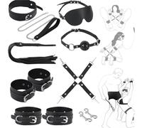 Sex Bondage BDSM Kit Restraints -11PCS Sex Toys Kit with Adjustable Handcuffs Collar Ankle Cuff Blindfold Sex Leash Ball Gag Whip Adult Games Foreplay Sexual Pleasure Tools for Men Women Couples