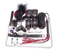 Sex Bondage BDSM Kit Restraints -Upgrade 11PCS Sets with Adjustable Handcuffs Collar Ankle Cuff Blindfold Feather Tickler Adult Games Sex Toys for Men Women and Couples Foreplay (Black)