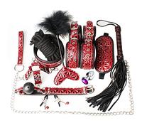 Sex Bondage BDSM Kit Restraints -Upgrade 11PCS Sets with Adjustable Handcuffs Collar Ankle Cuff Blindfold Feather Tickler Adult Games Sex Toys for Men Women and Couples Foreplay ((Red)
