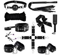 Sex Bondage BDSM Restraints Kit 10 Pcs Set, SM Sex Toys Games for Couples | BDSM Kit with Cuffs Ball Gag Blindfold Spanking Paddle Bed Fetish Nipple Clamps Rope Cosplay Adult Sex Toy for Women Men