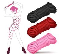Sex Bondage BDSM Ropes Restraints Set - 3Pack 10M/32Ft 8MM Cotton Shibari Sex Rope for BDSM Beginner, Sex Bondage Restraint Kit Bed SM Adult Sex Toys for Women Men and Couples (D-Pink)