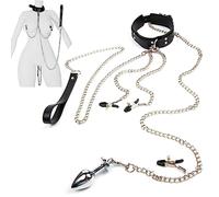 Sex Bondage BDSM Set, 3-in-1 Bondage Set Breast Clamps Anal Plugs and Clitoral Clamps, Conditioning Slavery Sex Slaves with Traction Ropes, SM Toys for Adult