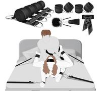 Sex Bondage Bed Restraints Kit, BDSM Set Sex Toys with 4 Adjustable Separate Straps, Handcuffs for Couples Sexy, Ankle Cuffs Blindfold, Sex Toyscouples for Women Adult Toys for Beginners & SM Games