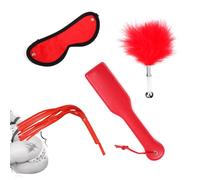 Sex Bondage Set Feather Tickler Role Play Leather Whip Suit Bondage Kit for Couples Adult Game Spanking Paddle Blindfold Restrants Sensual Adult Toy Set for Foreplay 4 PCS