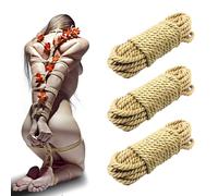 Sex Bondage Sexual Restraints Shibari Rope Kit, 3-Pack 49Ft/15M Soft Cotton Ropes Ideal for BDSM Beginner, 8 MM BDSM Bondage Restraint Set SM Adult Sex Toys for Women and Couples (Yellow)