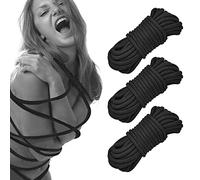 Sex Bondage Sexual Restraints Shibari Rope Kit, 3-Pack 49Ft/15M Soft Cotton Ropes Ideal for BDSM Beginner, 8 MM BDSM Bondage Restraint Set SM Adult Sex Toys for Women and Couples (Black)
