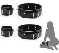 Sex Bondage Wrist & Thigh Cuffs BDSM Restraints Set, Adjustable Black Handcuffs Sex Bondage,Adult Sex Toys for Women with Bed Sex Restraints Set for Couples Beginner Sexual Game Play