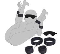 Sex Bondage Wrist & Thigh Cuffs BDSM Restraints Set, Sex Toys for Women with Adjustable Leg Straps Handcuffs for Couple Beginner SM Game Play (Wrist & Thigh Cuffs & Blindfold)