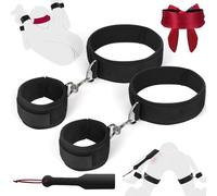 Sex Bondage Wrist-to-Thigh BDSM Kit Restraints Couple Sex Toys, Adjustable Restraint with SM Spanking Paddle Blindfolds, Leg Straps Handcuffs Sex Toy for Beginner Women Play