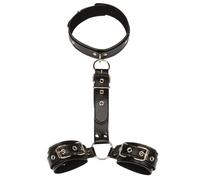 Sex Handcuff Wrist Tied with Neck Collar BDSM Sex Toys for Women Fetish Self Bondage Adult Games SM Handcuff Sex Straps Black One Size