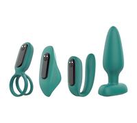Sex HD - rechargeable, remote-controlled, 4-piece vibrator set (green)