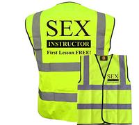 Sex Instructor Yellow Hi Vis Viz Vest Waistcoat, Funny Joke Safety Reflective Jacket Safety Fun, EN471 BS