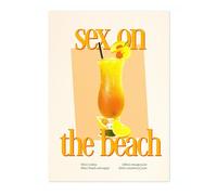 Sex on the Beach Print, Cocktail Poster, Framed Drink Wall Art, Modern Kitchen Decor, Drinks Poster, Gift Idea, Archival Matte, A5 (Print Only) - 21x14.8cm