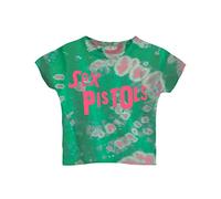 Sex Pistols The Crop Top Shirt Band Logo Official Womens Green Dye Wash L