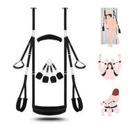 Sex Swing BDSM Bondage Restraints Kit - 2 in 1 Door Swing & Sex Restraints Wrist & Thigh Ankle Restraint Cuffs Neck to Leg Sex Toy w/Handcuffs & Leg Straps Adult Sex Toys Couples, Black Sm Sets