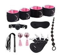 Sex Tools for BDSM Bondage Restraint Adult S&M Fetish Games Set Vibrator Handcuffs Ankle Bed Toys Kits for Couples Sex Toys Women Pink XL 8pc