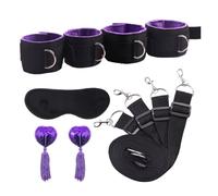 Sex Tools for BDSM Bondage Restraint Adult S&M Fetish Games Set Vibrator Handcuffs Ankle Bed Toys Kits for Couples Sex Toys Women Purple S 5 PCS
