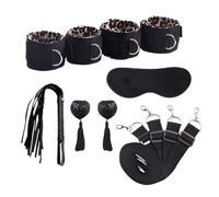 Sex Tools for BDSM Bondage Restraint Adult S&M Fetish Games Set Vibrator Handcuffs Ankle Bed Toys Kits for Couples Sex Toys Women Leopard M 6pc
