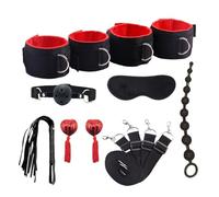 Sex Tools for BDSM Bondage Restraint Adult S&M Fetish Games Set Vibrator Handcuffs Ankle Bed Toys Kits for Couples Sex Toys Women RED XL 8pc