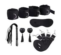 Sex Tools for BDSM Bondage Restraint Adult S&M Fetish Games Set Vibrator Handcuffs Ankle Bed Toys Kits for Couples Sex Toys Women Black M 6pc