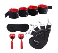 Sex Tools for BDSM Bondage Restraint Adult S&M Fetish Games Set Vibrator Handcuffs Ankle Bed Toys Kits for Couples Sex Toys Women RED S 5 PCS