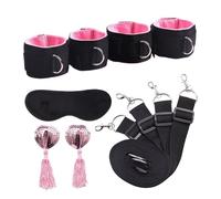 Sex Tools for BDSM Bondage Restraint Adult S&M Fetish Games Set Vibrator Handcuffs Ankle Bed Toys Kits for Couples Sex Toys Women Pink S 5 PCS