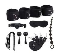 Sex Tools for BDSM Bondage Restraint Adult S&M Fetish Games Set Vibrator Handcuffs Ankle Bed Toys Kits for Couples Sex Toys Women Black XL 8pc