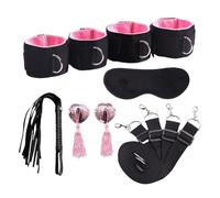Sex Tools for BDSM Bondage Restraint Adult S&M Fetish Games Set Vibrator Handcuffs Ankle Bed Toys Kits for Couples Sex Toys Women Pink M 6pc