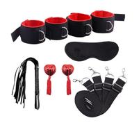 Sex Tools for BDSM Bondage Restraint Adult S&M Fetish Games Set Vibrator Handcuffs Ankle Bed Toys Kits for Couples Sex Toys Women RED M 6pc