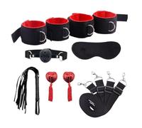 Sex Tools for BDSM Bondage Restraint Adult S&M Fetish Games Set Vibrator Handcuffs Ankle Bed Toys Kits for Couples Sex Toys Women RED l 7pc
