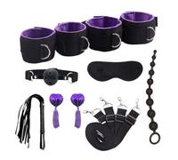 Sex Tools for BDSM Bondage Restraint Adult S&M Fetish Games Set Vibrator Handcuffs Ankle Bed Toys Kits for Couples Sex Toys Women Purple XL 8pc