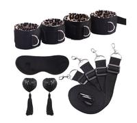 Sex Tools for BDSM Bondage Restraint Adult S&M Fetish Games Set Vibrator Handcuffs Ankle Bed Toys Kits for Couples Sex Toys Women Black S 5 PCS