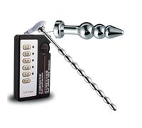 Sex Toy for Men Electric Shock Urethral Sound Beaded Urethral Dilator Anal Plug Electric Shock Penis Plugmulti-Frequency Plug Catheter Stimulation Masturbation