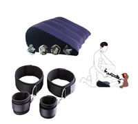 Sex Toy Inflatable Sex Pillow with Sex Leather Restraint, Curved Design of Sex ramp Furniture, with Handle for deep Support, BDSM Suite Couple Game Sweater Yoga HT-21