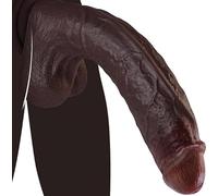 Sex Toy Realistic Dildo 11 Inch Big Thick Black Cock. Birthday Gifts for Women. Adult BDSM Hen do Accessories Dildos Sex Toýs for Woman. Massive, Real Skin Strong Suction Cup for G Spot Oralsex. BCK