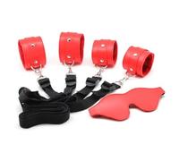 Sex Toy Under Bed Bondage Restraint Set Handcuffs Ankle Cuffs BDSM Straps Adult Games Sex Products Erotic Toys for Couples Red One Size