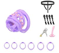 Sex Toys Chastity Cage Lock Penis Exercise Devices Lightweight for Men Restraint SM Adult Toys Inverted Invisible Beginners with 6 Cock Rings,Elasticity Belt Urethral Sound Catheter Plug (ZZ,S)