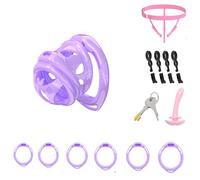 Sex Toys Chastity Cage Lock Penis Exercise Devices Lightweight for Men Restraint SM Inverted Invisible Beginners with 6 Cock Rings,Elasticity Belt Urethral Sound Catheter Plug (ZZ,S)