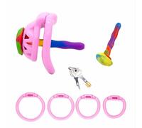 Sex Toys Chastity Cage Penis Bondage Devices Lightweight Bondage Gear for Men with 4 Cock Rings SM Adult Toys Inverted Invisible Use Male