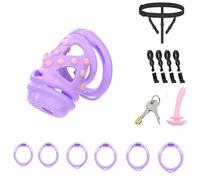 Sex Toys Chastity Cage Penis Bondage Devices Lightweight for Men Cross Dressing Fetish Restraint SM Adult Toys Invisible Use with 6 Cock Rings,Elasticity Belt Urethral Sound Catheter Plug(ZZ,M)