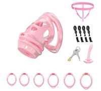 Sex Toys Chastity Cage Penis Bondage Devices Lightweight for Men Cross Dressing Fetish Restraint SM Invisible Use with 6 Cock Rings,Elasticity Belt Urethral Sound Catheter Plug(ZF,M)
