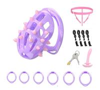 Sex Toys Chastity Cage Penis Bondage Devices Lightweight for Men Cross Dressing Fetish Restraint SM Inverted Invisible Use with 6 Cock Rings,Elasticity Belt Urethral Sound Catheter Plug(ZZ,L)