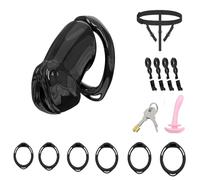 Sex Toys Chastity Cage Penis Bondage Devices Lightweight for Men Fetish Restraint SM Inverted Invisible Use with 6 Cock Rings,Elasticity Belt Urethral Sound Catheter Plug(B,M)