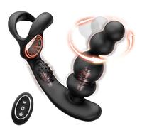 Sex Toys for Men, Anal Vibrator Prostate Massager with Cock Ring, Male Sex Toys with 3 Rotating & 10 Vibrating Modes, Anal Sex Toys Anal Beads for Adult Couples with Remote