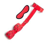 Sex Toys for Woman Couples Handcuffs Set BDSM Bondage Gear Bed Restraints Rope Strap Adult Game Wrists Neck Cuffs & Eye Mask Red One Size
