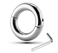 Sex Toys Male Scrotum Testis Restraint Heavy Cock Penis Rings Metal Chastity Device Ball Stretcher Sex Toys for Men Gay Delay White 28Mm