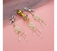 Sex Toys Metal Butt Plug Anal Plug with Adjustable Nipple Clamps Set Bells SM Stimulator for Women Couples Thrusting Toys Masturbator Prostate Massager G-spot